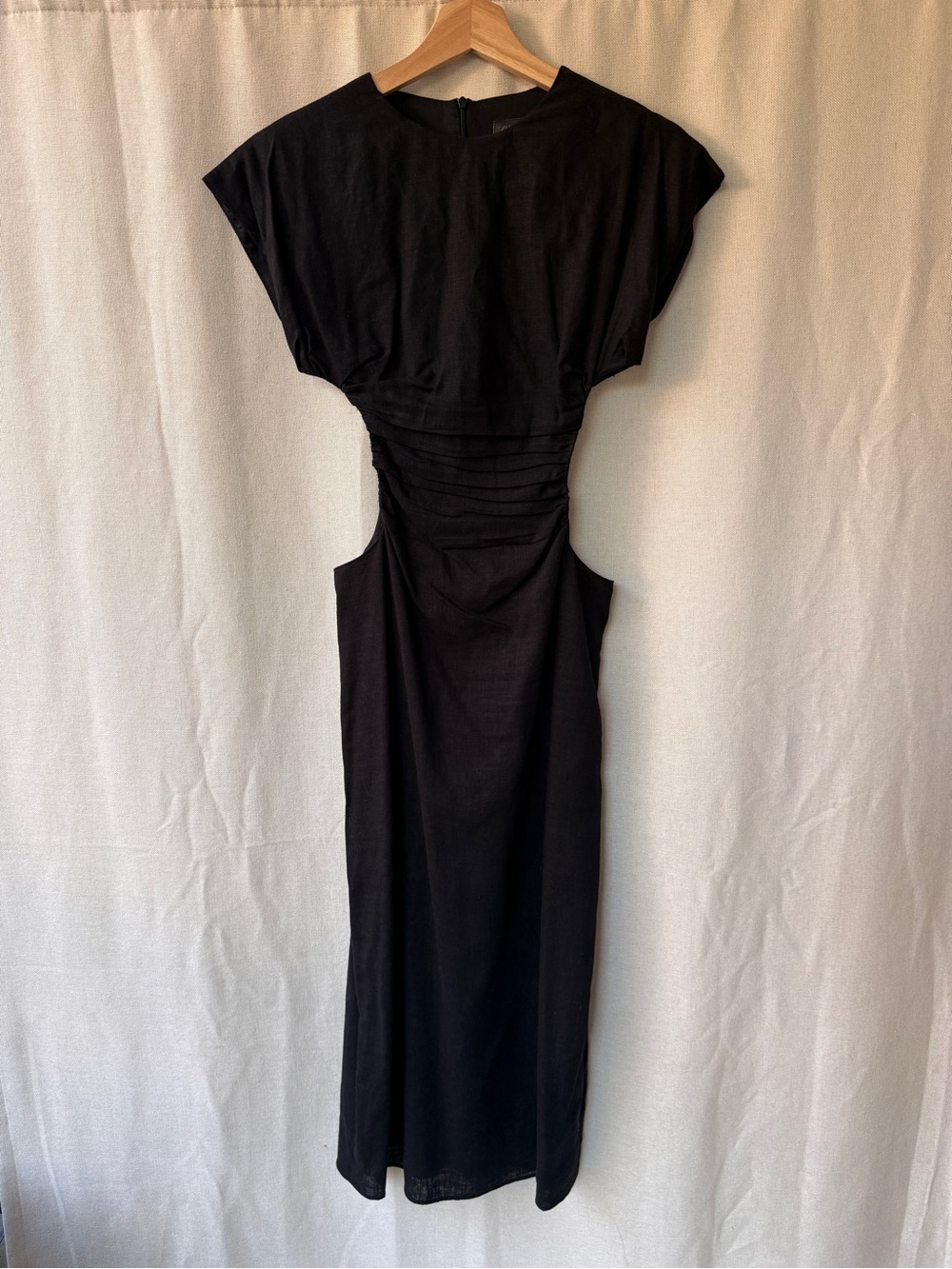Black Cutout Midi Dress Linen Dress